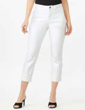 Authentic Stretch Straight Leg Denim Pants with High Fray Cuff