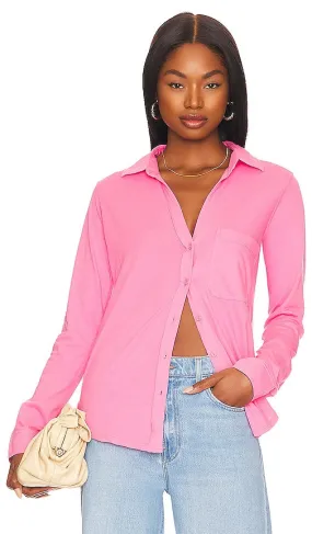 Bobi Button Up Top in Fuchsia