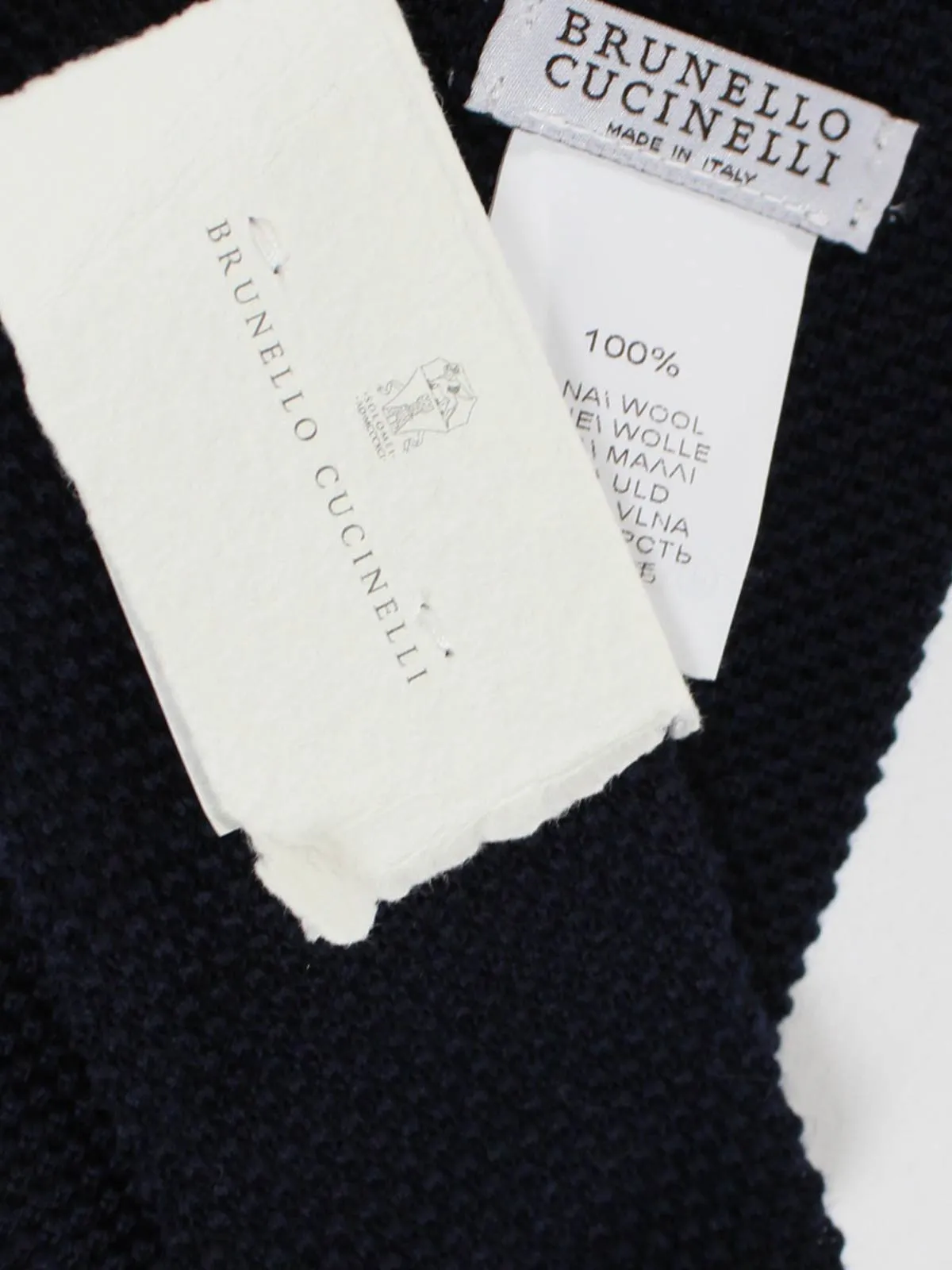 Brunello Cucinelli Square End Knitted Tie Dark Blue - Wool SALE
