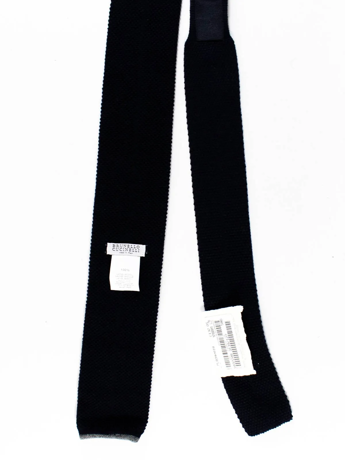 Brunello Cucinelli Square End Knitted Tie Dark Blue - Wool SALE