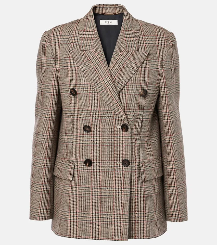 Chloe Prince of Wales check wool-blend blazer
