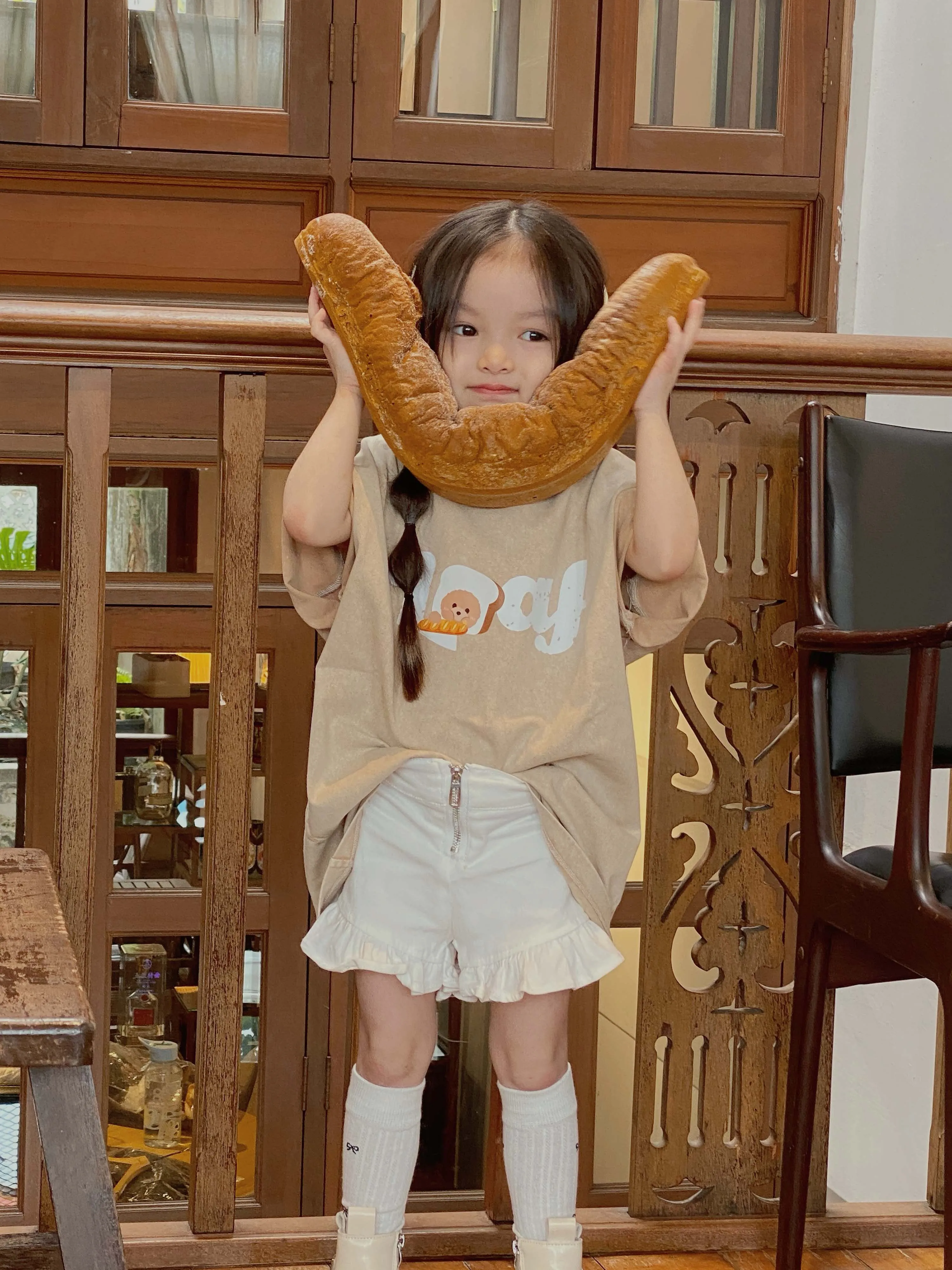 [EM] Toast Loaf Kid T-Shirt Collection LIGHT KHAKI