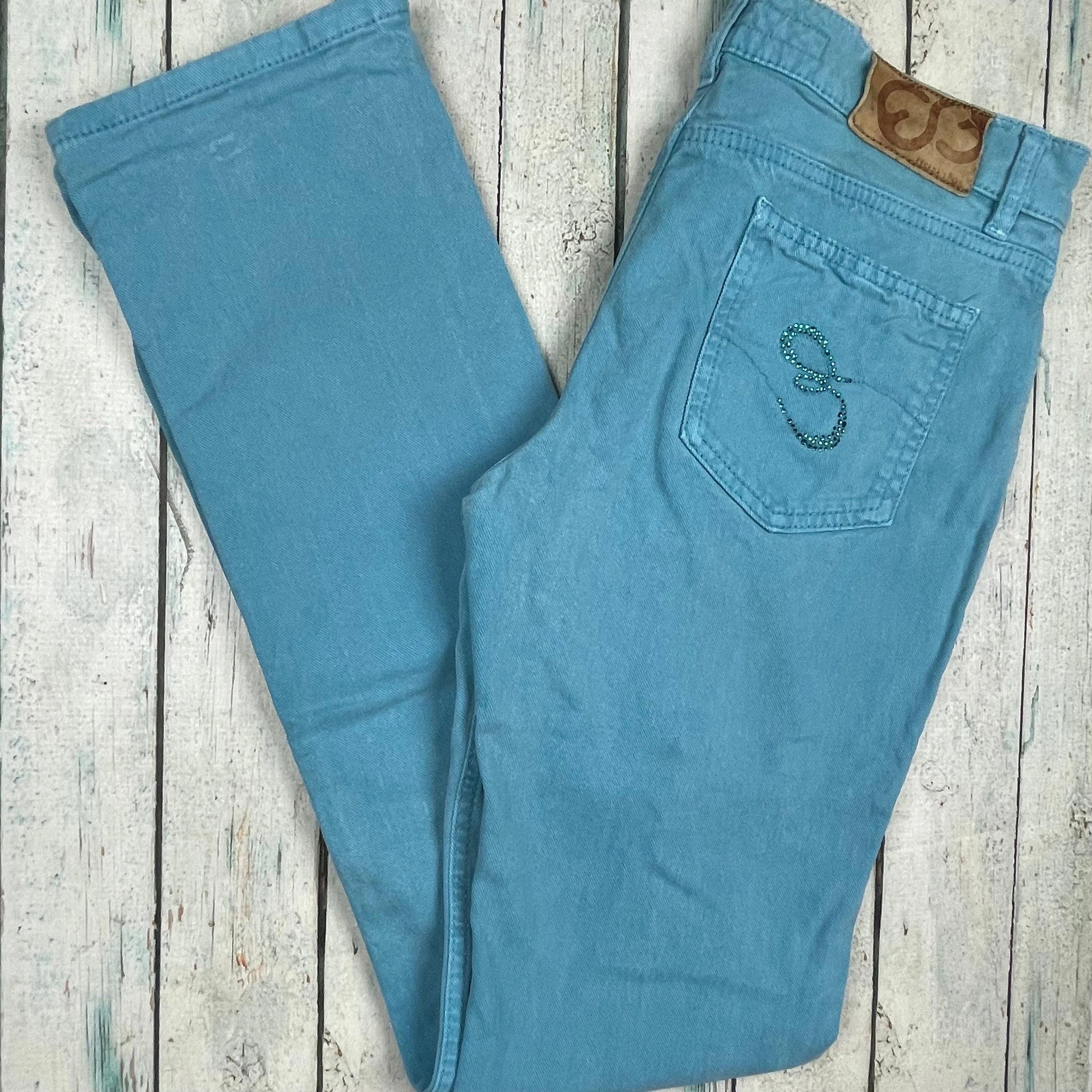 Escada Sport Ladies Blue Crystal Trim Jeans - Size 36 Euro or 7AU