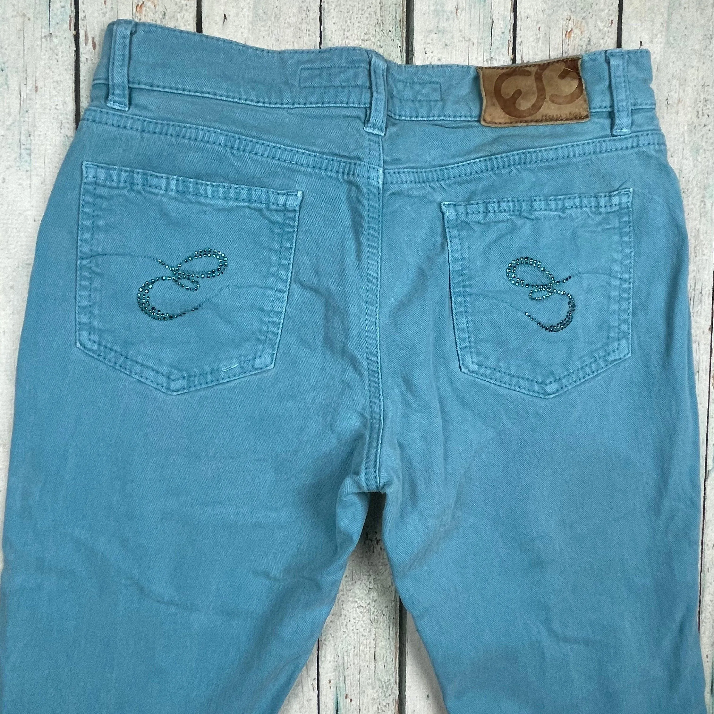 Escada Sport Ladies Blue Crystal Trim Jeans - Size 36 Euro or 7AU