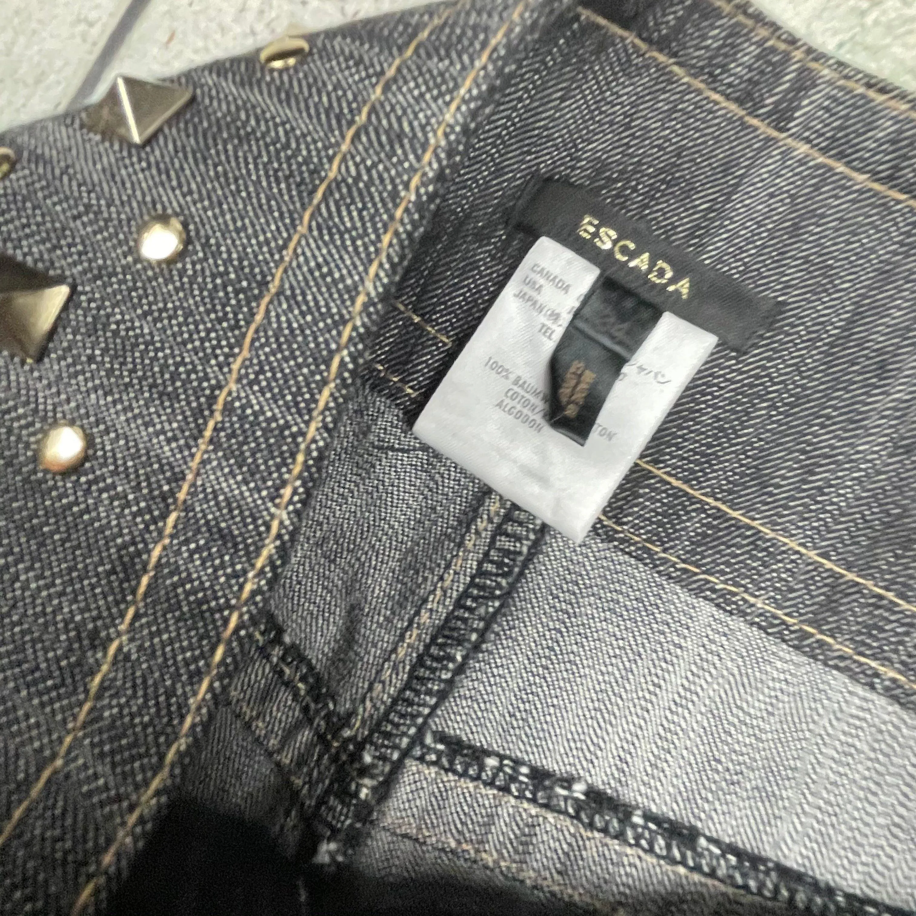 Escada Y2K Ladies Rhinestone Trim Jeans - Size 36 Euro or 7AU
