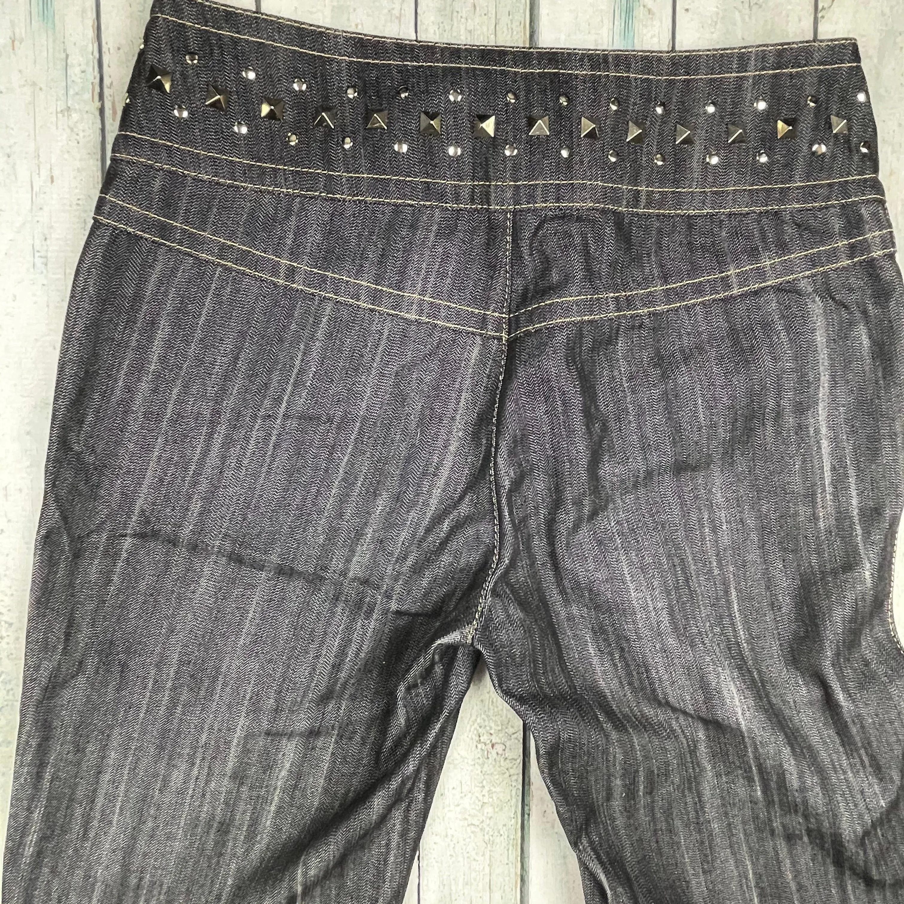 Escada Y2K Ladies Rhinestone Trim Jeans - Size 36 Euro or 7AU