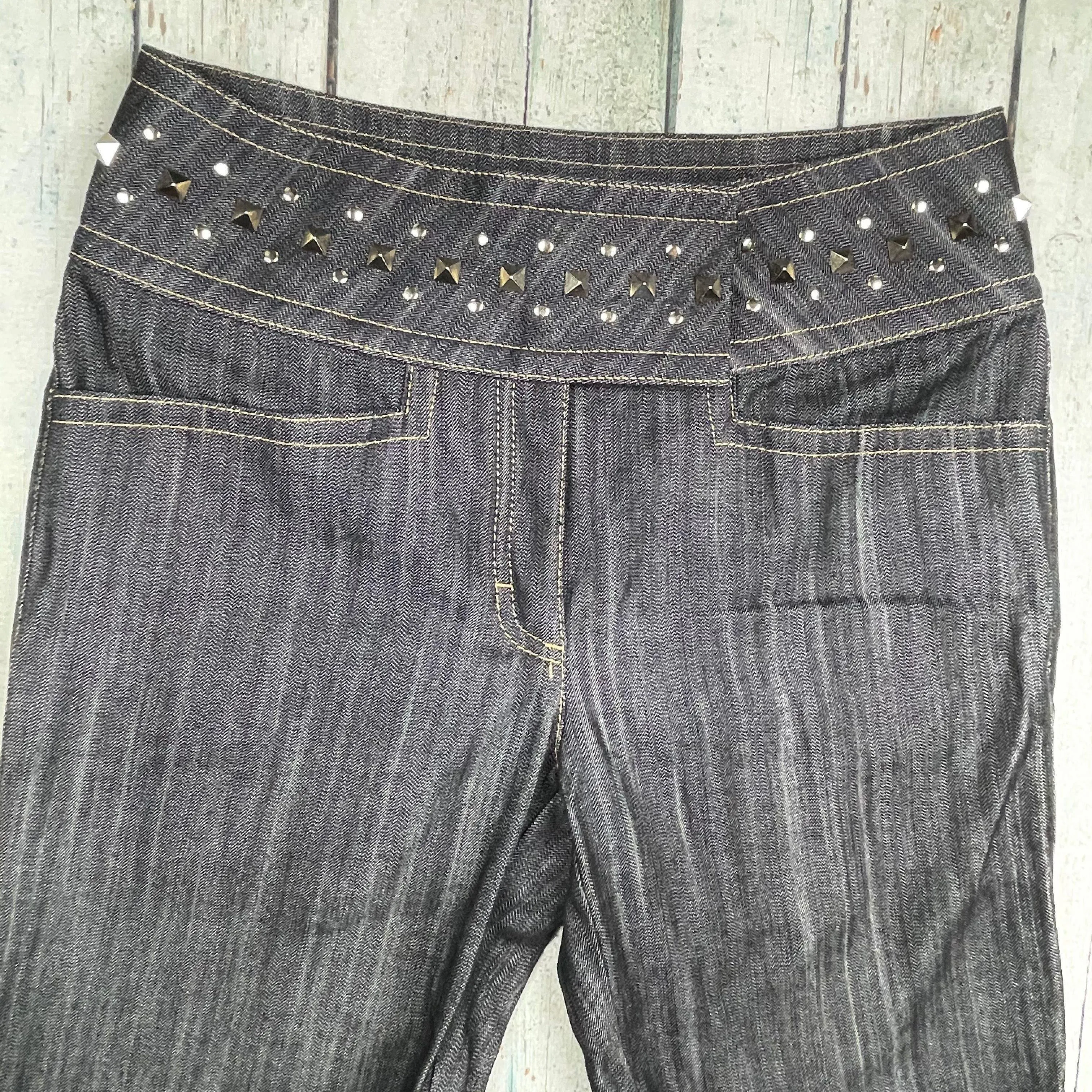 Escada Y2K Ladies Rhinestone Trim Jeans - Size 36 Euro or 7AU