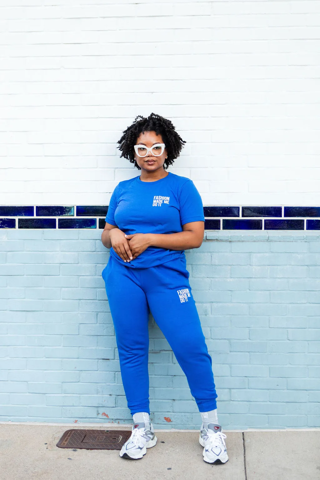 Fashion Made Me Do It Unisex Tee ROYAL/WHITE