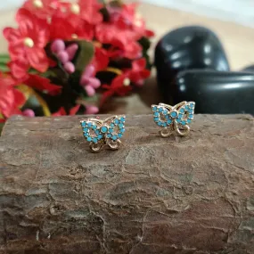 Gold Plated Butterfly Shaped CZ Stud Western Earrins