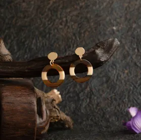 Gold Plated Circle Shaped Acrylic Drop Earring