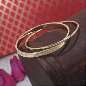Gold Plated Letter Printed Style Double Round Interlocked Bangle