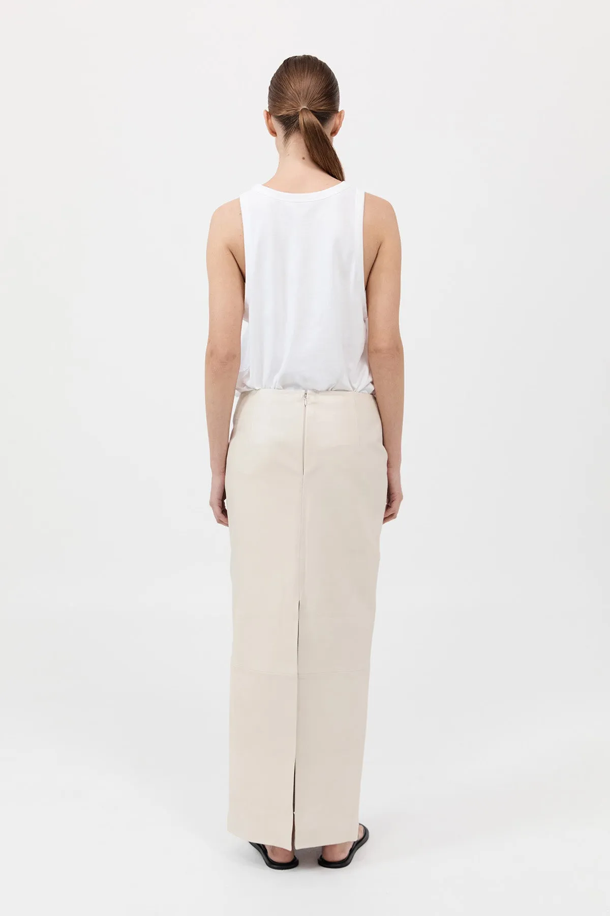 Leather Column Skirt - Tofu