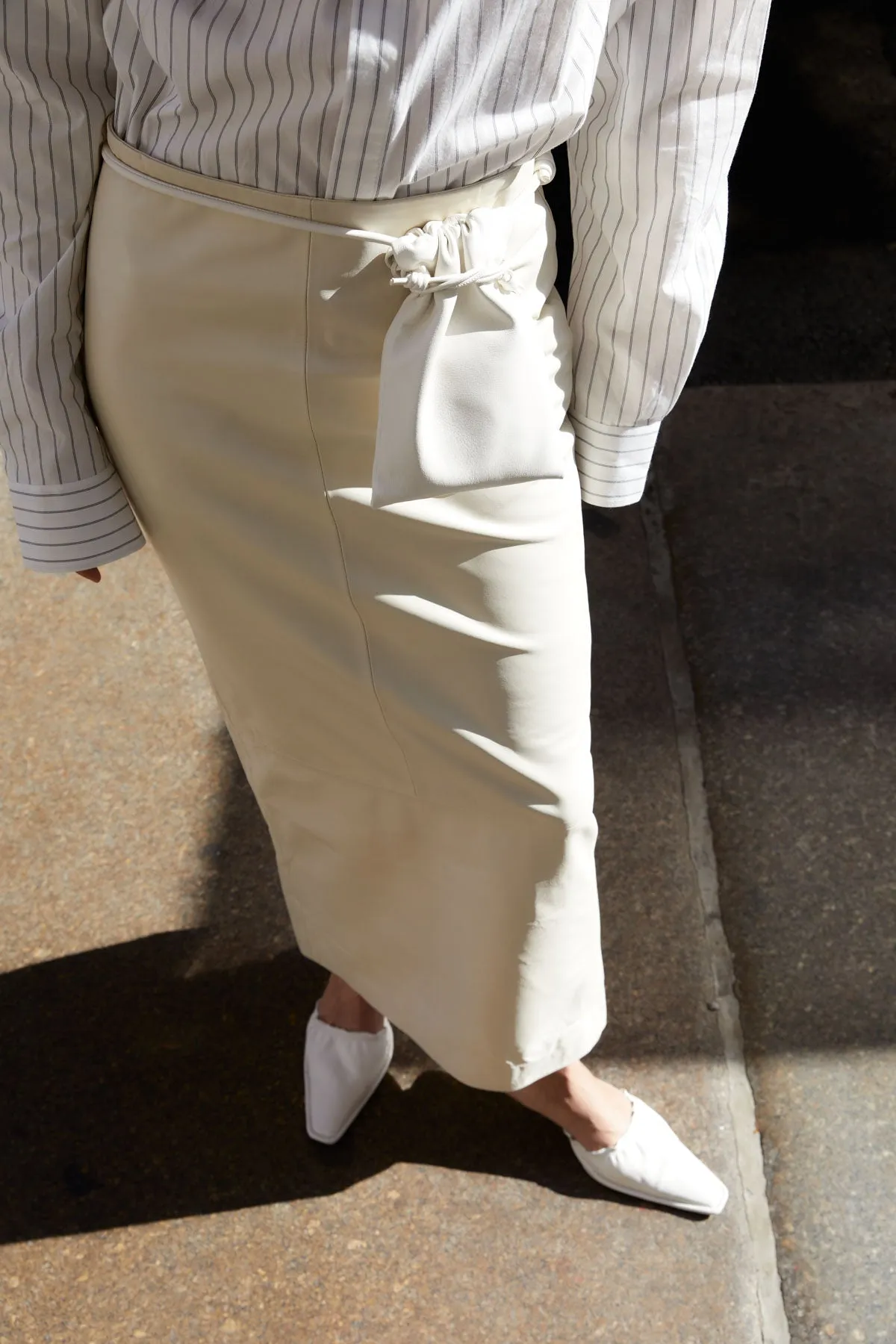 Leather Column Skirt - Tofu