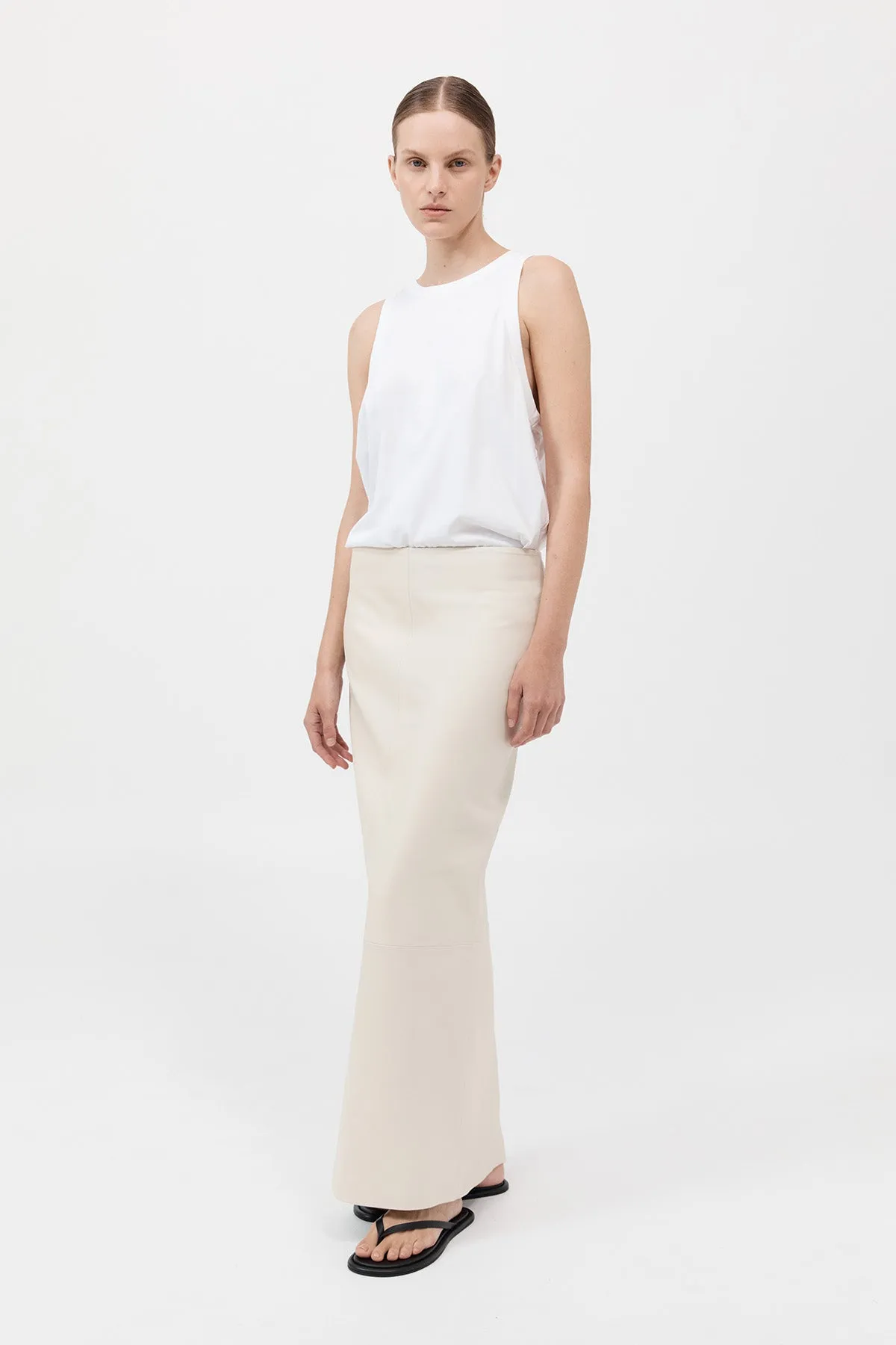Leather Column Skirt - Tofu