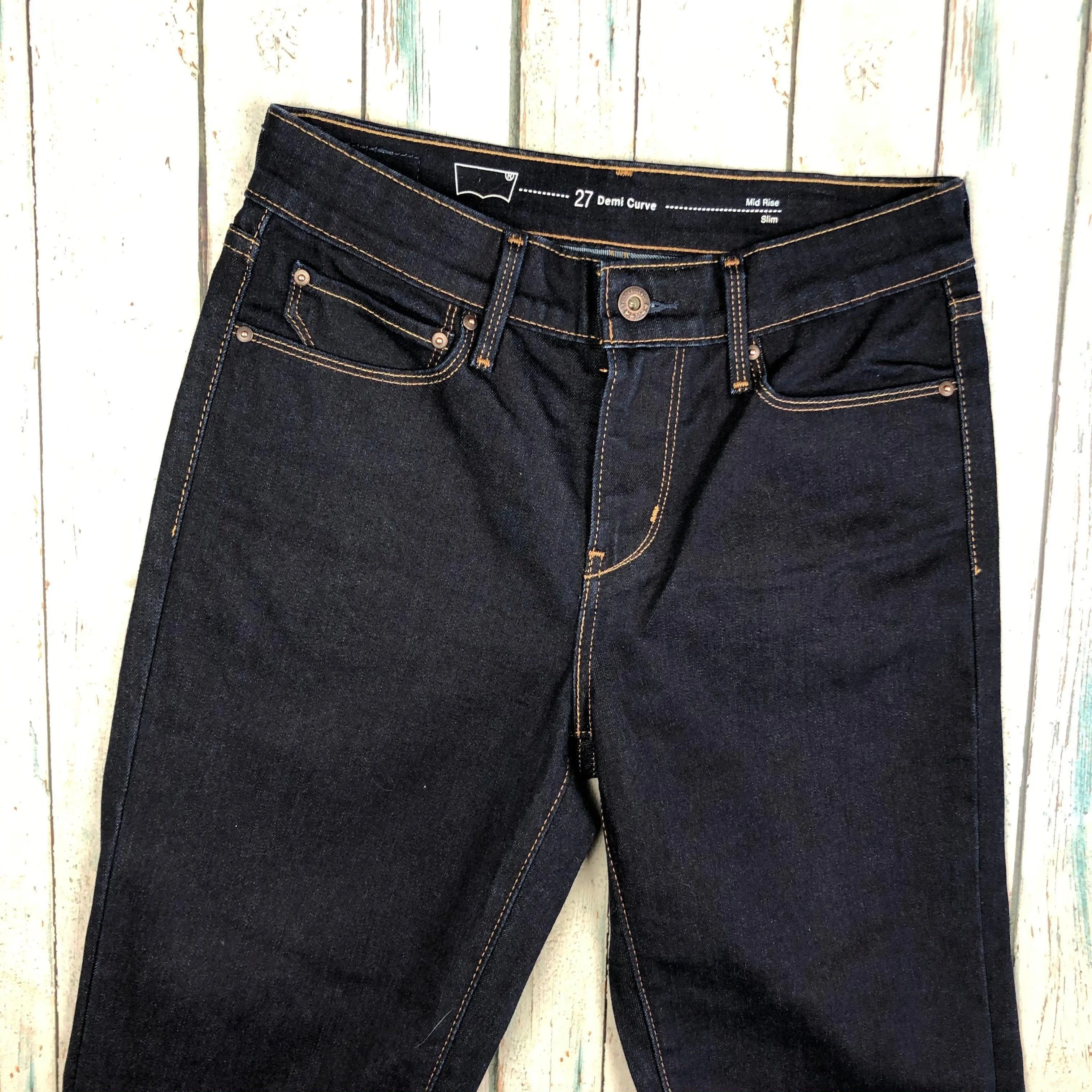 Levis Demi Curve Mid Rise Slim Stretch Denim Jeans- Size 27