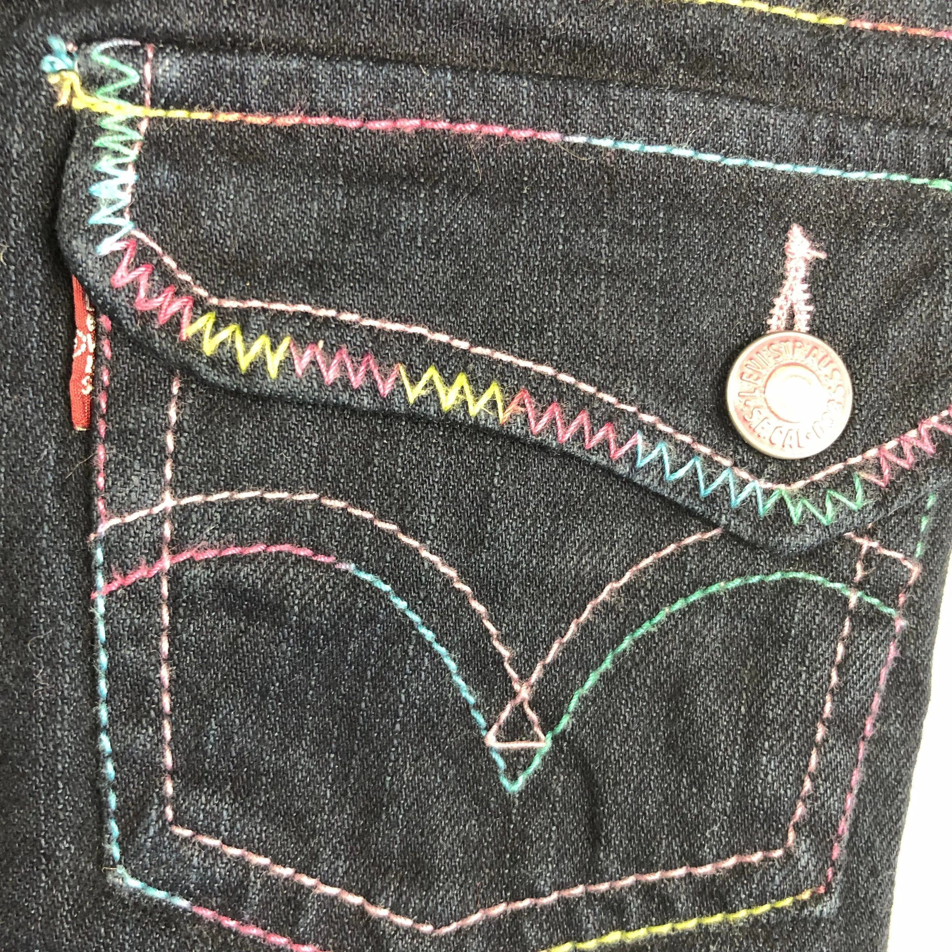 Levis Girls Rainbow Stitch Jeans - Size 4Y