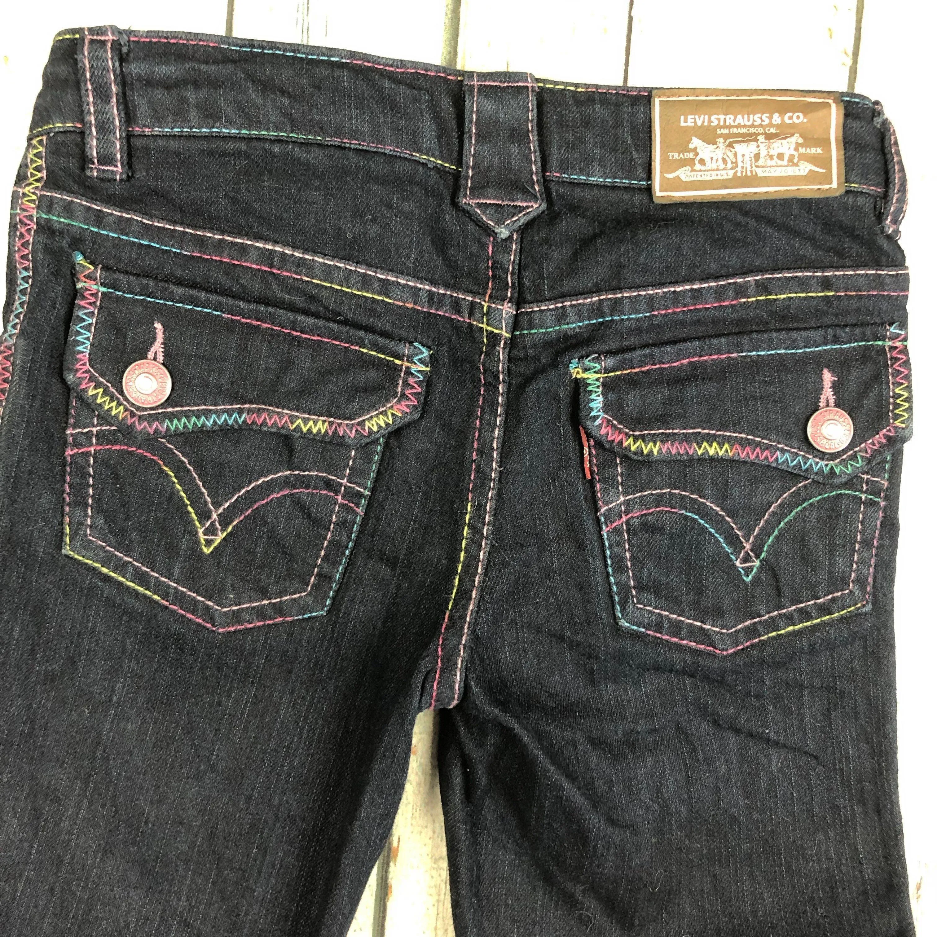 Levis Girls Rainbow Stitch Jeans - Size 4Y
