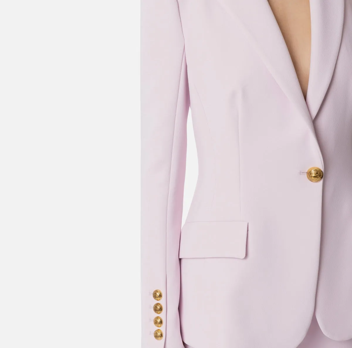 Lilac structured blazer with gold buttons