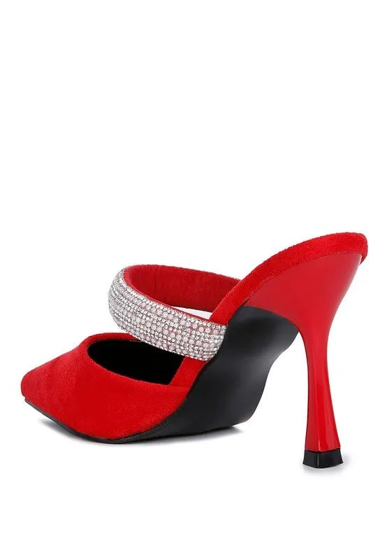 London Rag Fauci Diamante Strap Heeled Mules