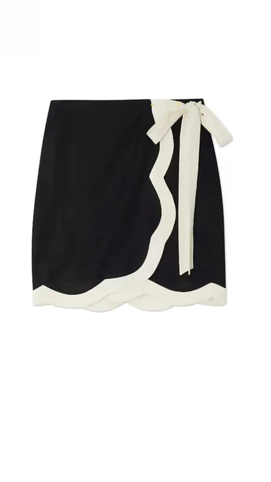 MONO SCALLOP COTTON BLEND TILLY SKIRT - BLACK/WHITE