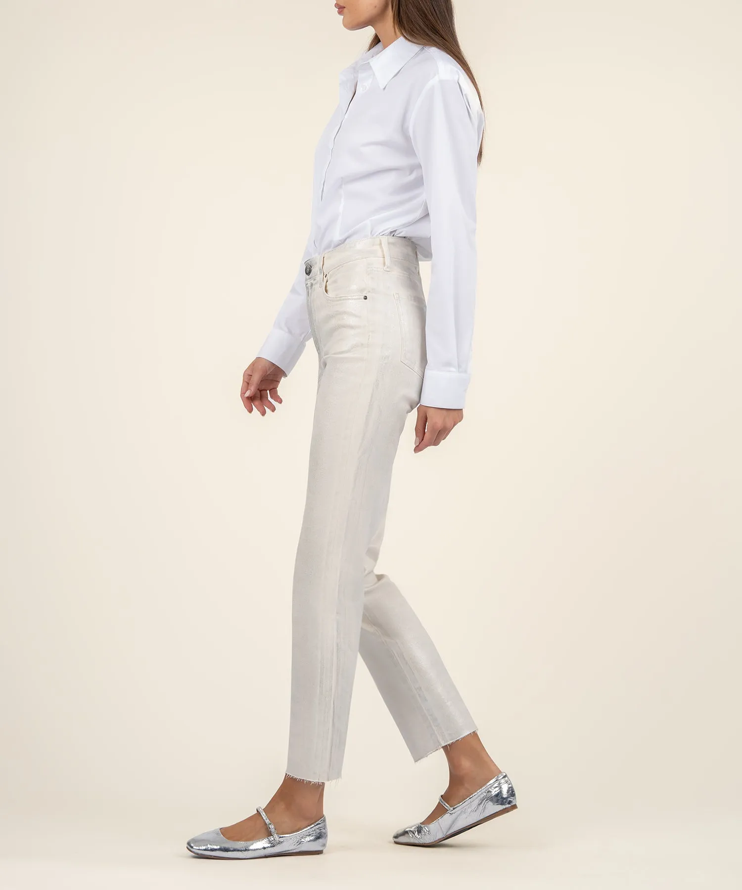 Reese Coated High Rise Ankle Straight Leg