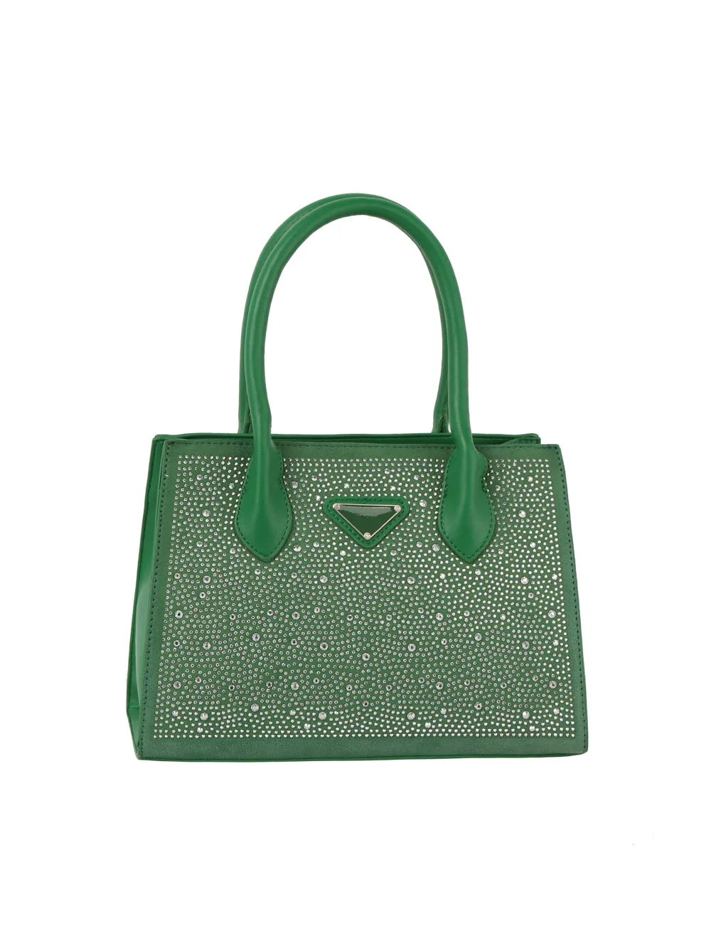 Rhinestone studded structured evening bag