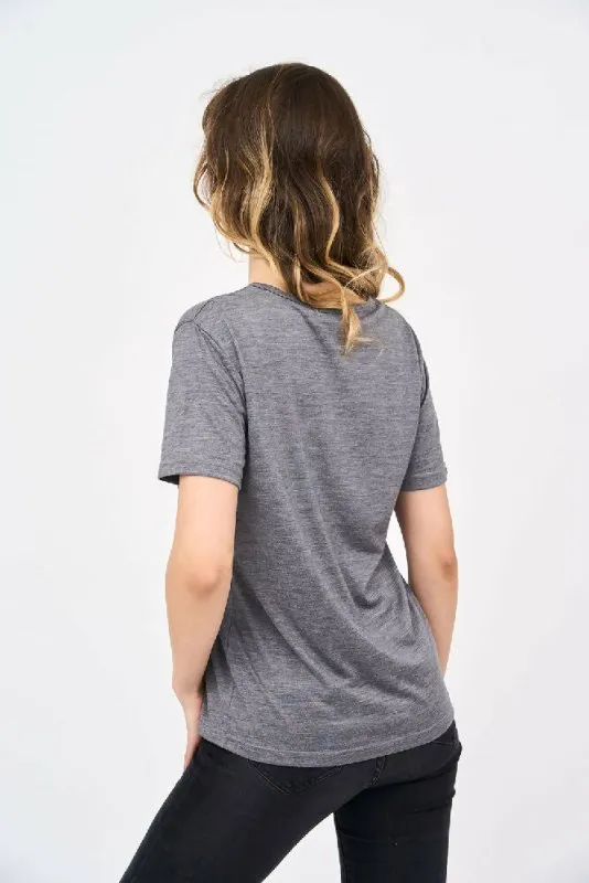 Short-Sleeved V Neck Women's T Shirt in Charcoal
