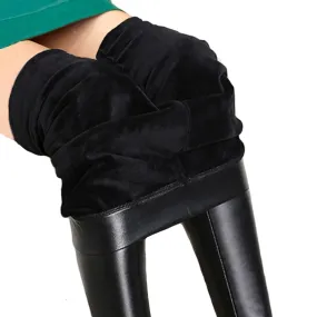 Thick Winter Leggings Women Pants Warm Tights Sexy Casual Velvet Leggings Femme Pu High Waist Legging